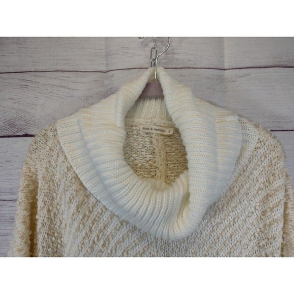 moon & madison Oversized Cowl Neck Ivory Knit Acrylic Blend Sweater, Wmn's Sz S - Picture 4 of 7